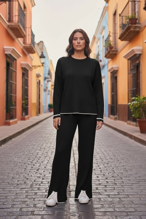 Compleu Tricot Femei, Intisimo, Negru, 2 Piese, One Size INTL