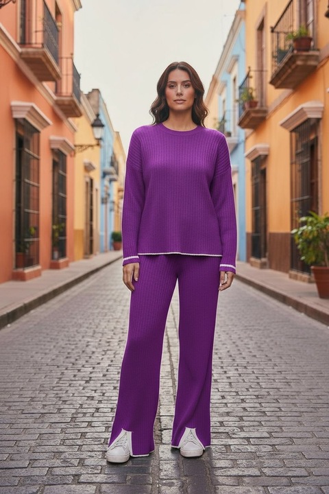 Compleu Tricot Femei, Intisimo, Doua Piese, Mov, One Size INTL