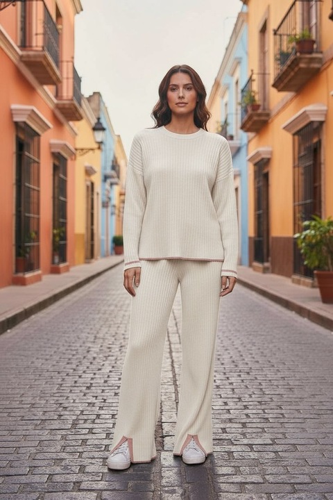 Дамски Плетен Комплект, Intisimo, Бял, От две части, Един размер INTL