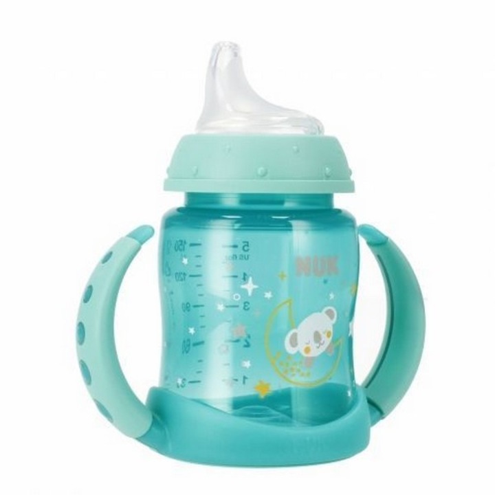 Шише с накрайник и дръжки, 150 мл, Nuk First Choice Learner Bottle Night 372639V-6, зелено 6-9 месеца