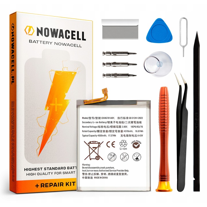 Bateria EB-BG781ABY 4500 mAh SAMSUNG A52, A52 5G, A52s, S20 FE, S20 FE 5G NOWACELL márkájú + Szerszámkészlet