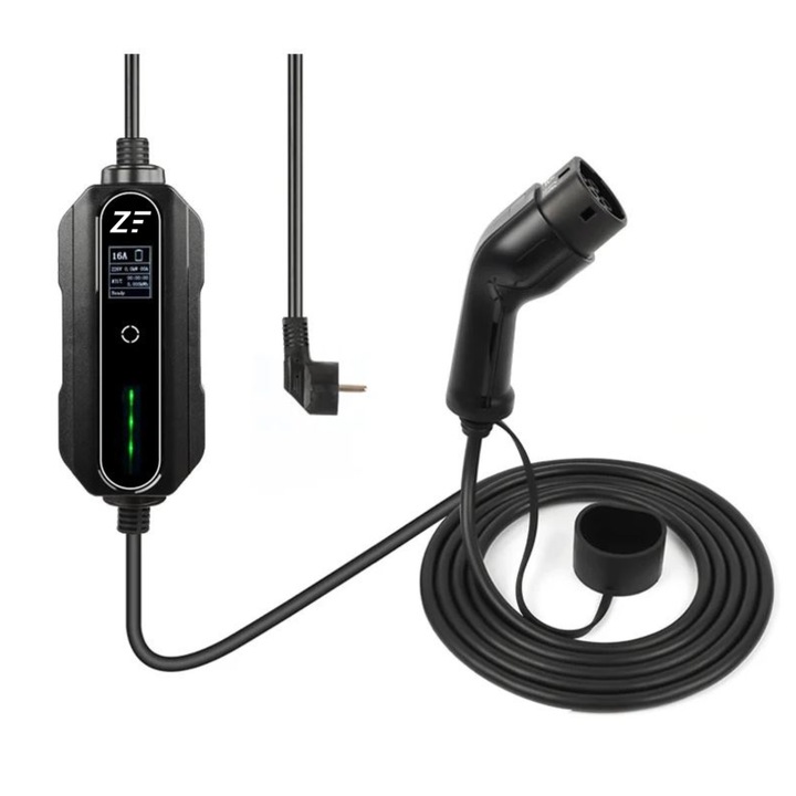 Statie portabila de incarcare masini electrice, Type 2, 3.6kW, 16A, monofazic, cu limitator de putere 6-8-10-13-16 A, cablu 5.m, IP66, multiprotectie
