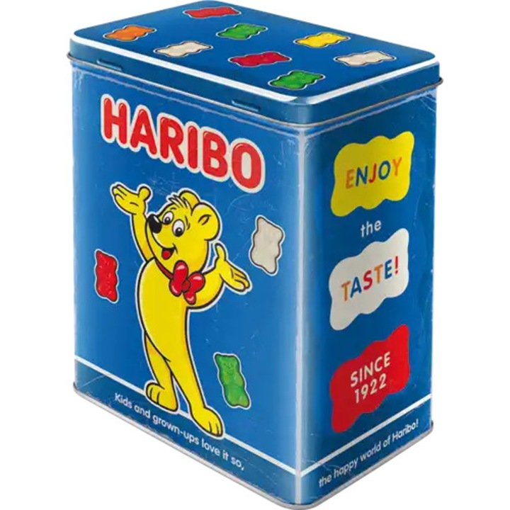 Fém L-es doboz Nosztalgikus művészet HARIBO Élvezze az ízeket