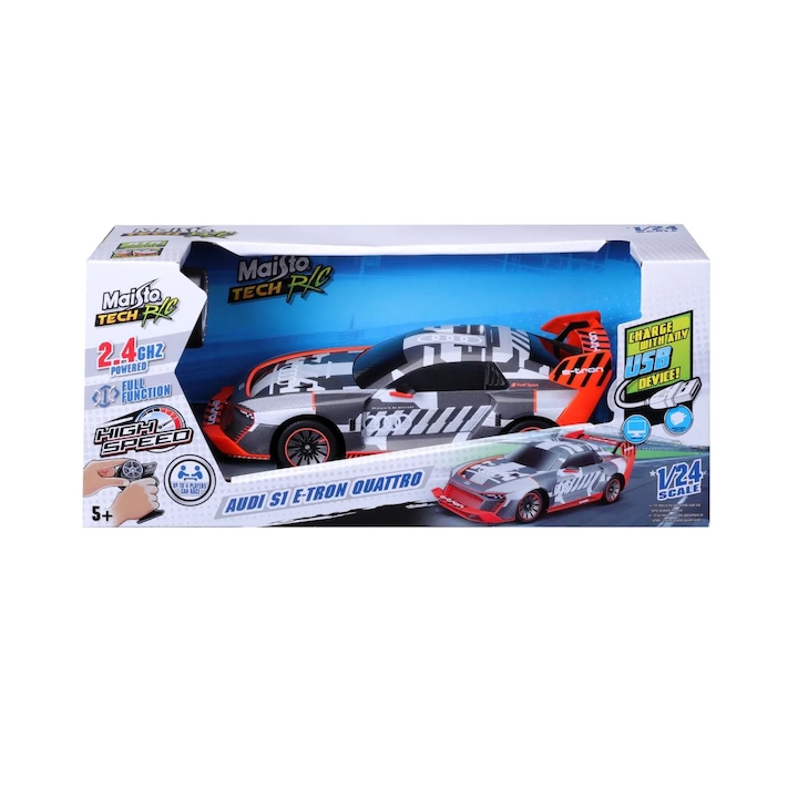 Maisto masinuta RC Audi S1 E-Tron Quattro, 2.4GHz, 1:24, reincarcabila, multicolor