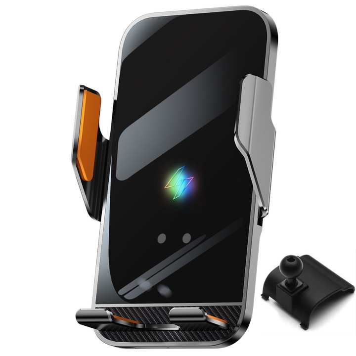 Suport auto telefon VELTROVA cu incarcare wireless 15W, prindere dedicata pentru Audi A6/S6/RS6 (2013-2018) A7/S7/RS7 (2011-2017), senzor automat, rotire 360°, montaj stabil pe bord prin clipsare