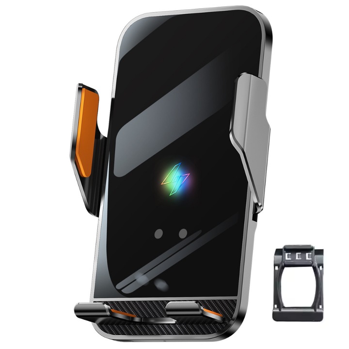 Suport auto telefon VELTROVA cu incarcare wireless 15W, prindere dedicata pentru BMW Seria 3 E90/E91/E92/E93 (2005-2011), senzor automat, rotire 360°, montaj stabil pe bord prin clipsare