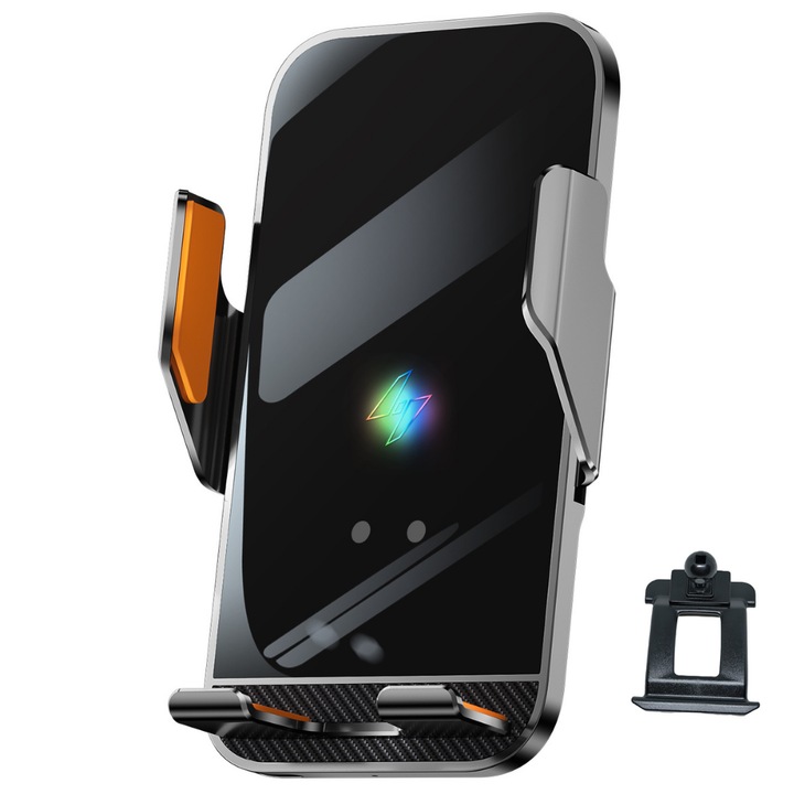 Suport auto telefon VELTROVA cu incarcare wireless 15W, prindere dedicata pentru BMW X3, M3, IX3, X4 (2018-2021), senzor automat, rotire 360°, montaj stabil pe bord prin clipsare