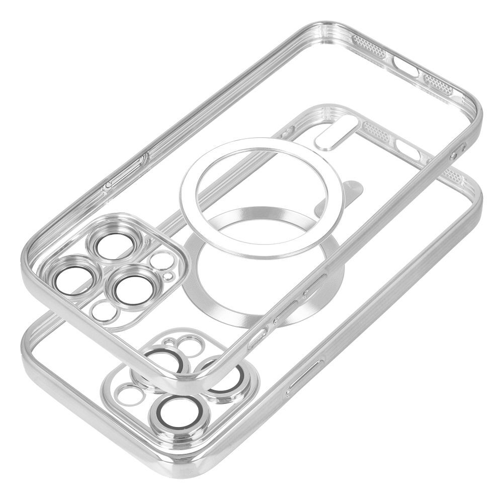 Husă de telefon compatibilă cu Samsung Galaxy S25 FE - ELECTRO MAG - Carcasă transparentă/argintie compatibilă MagSafe