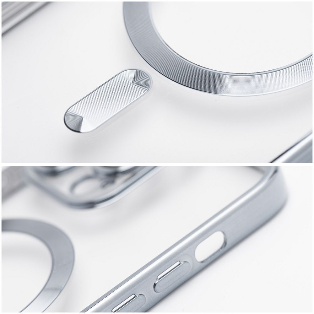 Husă de telefon compatibilă cu Samsung Galaxy S25 FE - ELECTRO MAG - Carcasă transparentă/argintie compatibilă MagSafe