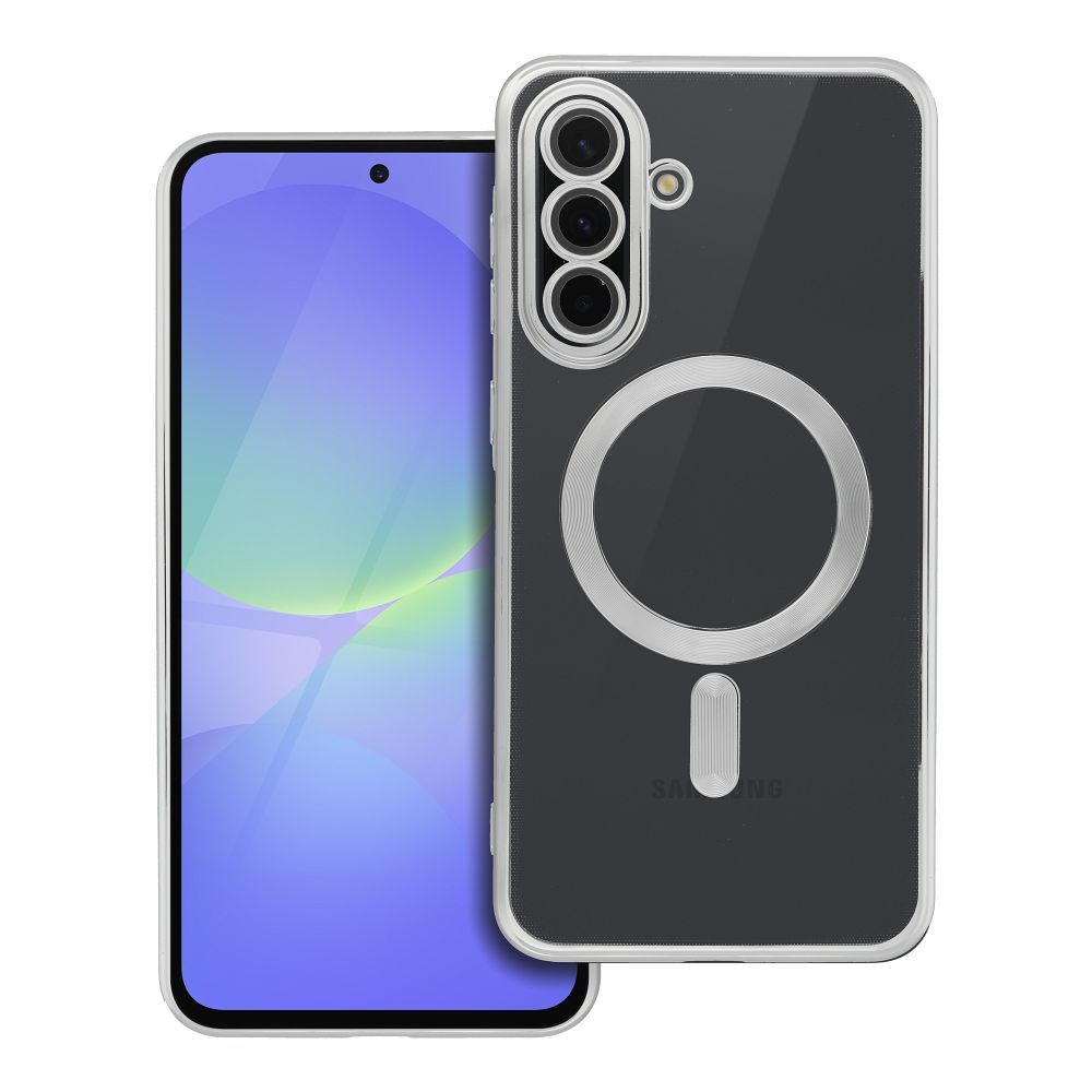 Husă de telefon compatibilă cu Samsung Galaxy S25 FE - ELECTRO MAG - Carcasă transparentă/argintie compatibilă MagSafe