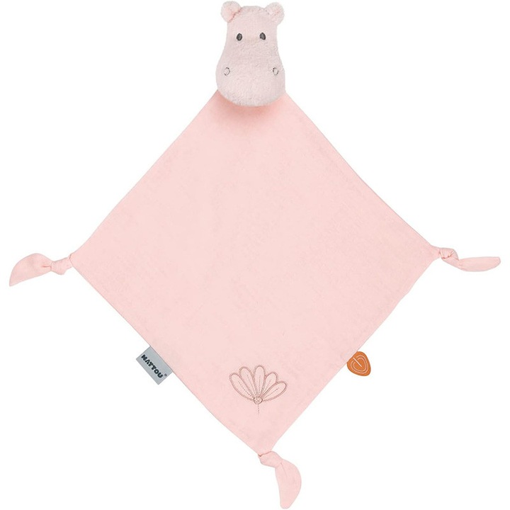 Jucărie de pluș, Nattou, Susie hipopotamul, moale, alb, 30x30cm