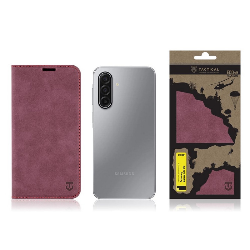 Husa telefon Tactical Xproof pentru Samsung Galaxy A17 5G, rosie, material PU, protectie completa