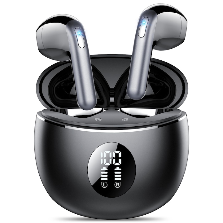 Casti Wireless Bluetooth TIMU 5.4, 4 mikrofon, vízálló IP7, 50 óra üzemidő