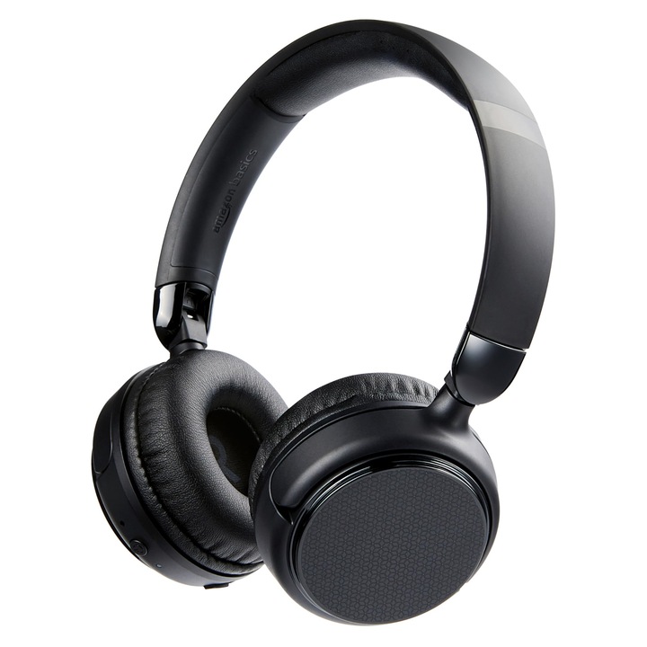 Amazon Basics On-Ear vezeték nélküli Bluetooth fejhallgató, 35 óra lejátszási idő, fekete, univerzális méret