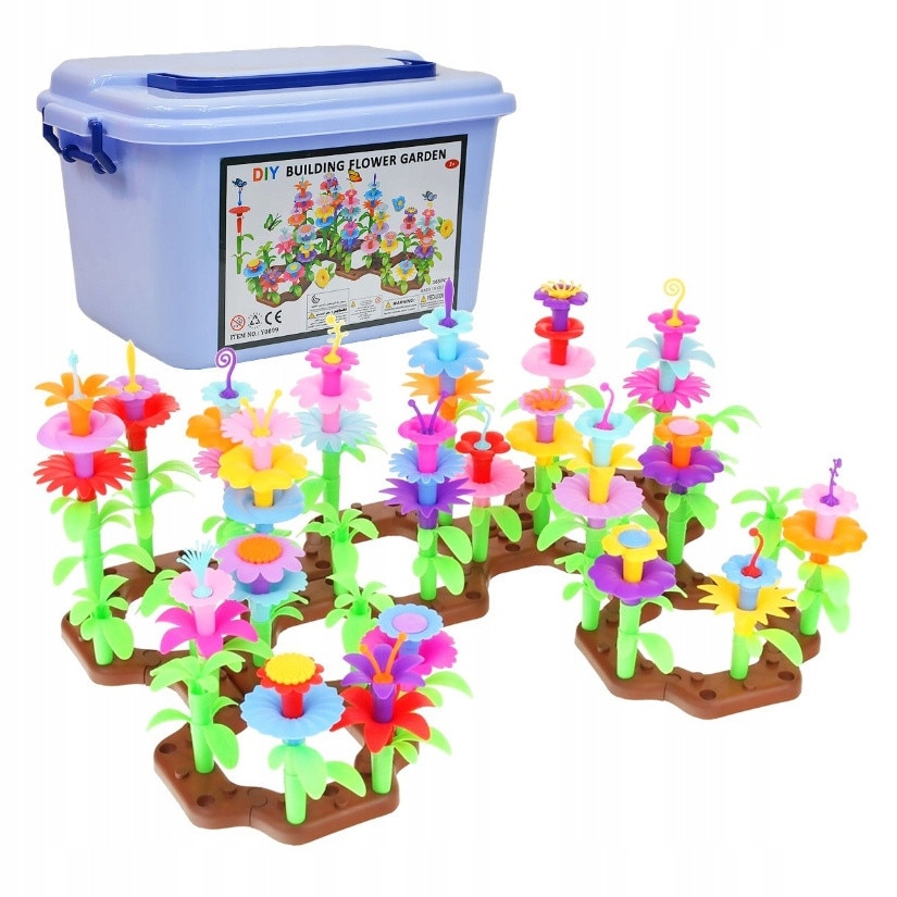 Set de constructie Flower Garden, 165 elemente, culori variate