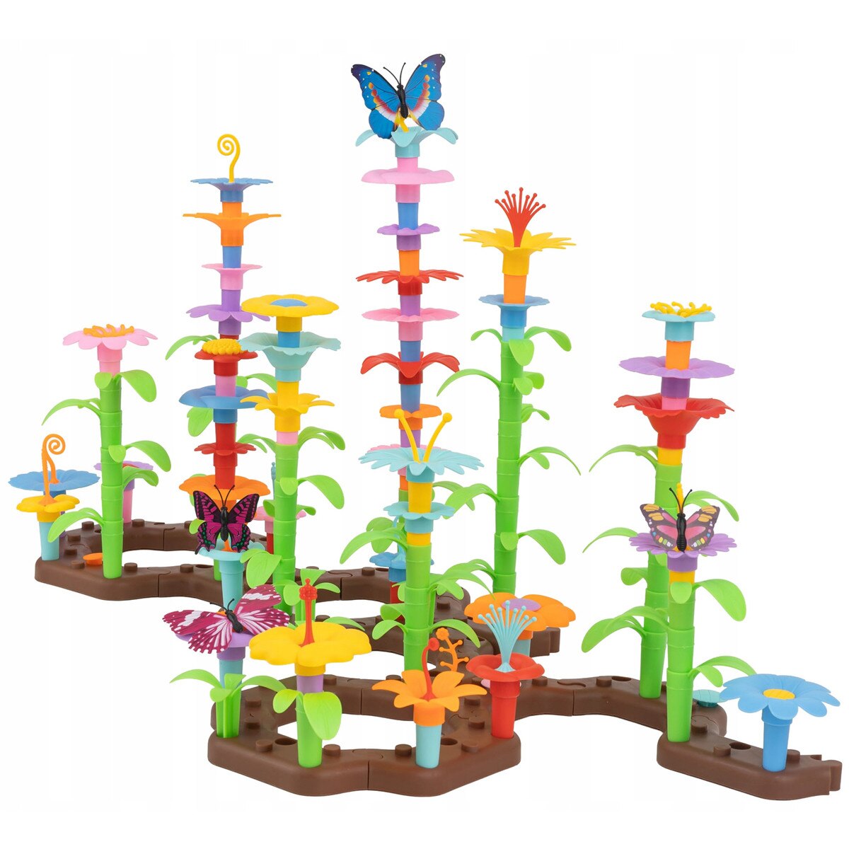 Set de constructie Flower Garden, 165 elemente, culori variate