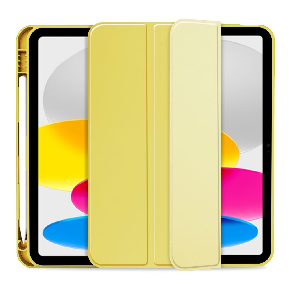 Husă inteligentă compatibilă cu tableta iPad 2025 de 11 inchi (iPad 11) - galbenă, cu suport pentru creion