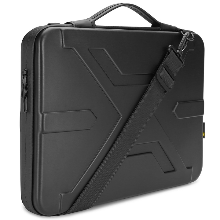 Geanta Laptop Kizuna, Carcasa Rigida Eva, Pentru Macbook Pro 16 M4 Si M3 2024/16" Lenovo Ideapad Flex 5I/Ideapad 5 Pro/Legion Slim 5I/Hp Envy X360 15/Dell Xps, Neagra