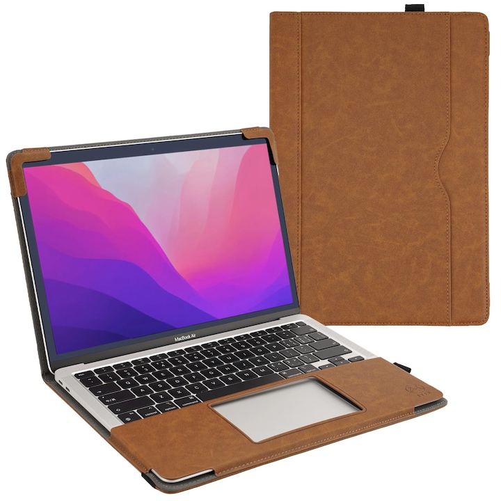 Husa Din Piele Tytx Compatibila Cu Macbook Air 13 Inch Retina M1 A2337 A2179 A1932, 2021-2018, Husa De Protectie Pentru Laptop, Maro