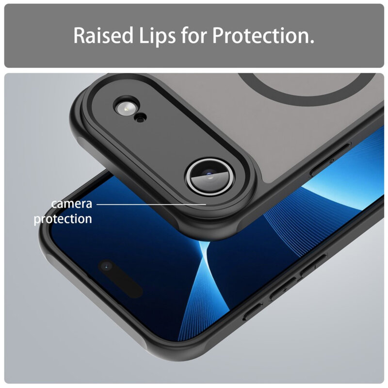 Husa pentru iPhone 17 Air, Joyshell Frost Matte cu MagSafe, Protectie Completa, Negru
