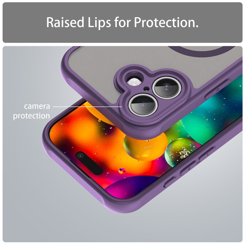 Husa pentru iPhone 17, Joyshell Frost Matte cu MagSafe, Protectie Completa, Mov