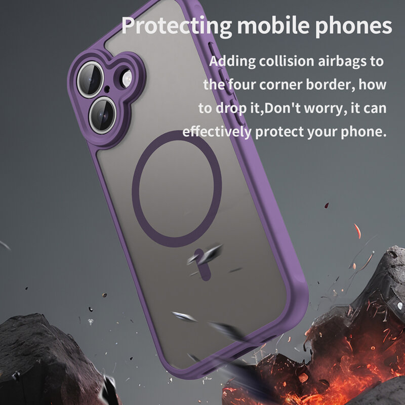 Husa pentru iPhone 17, Joyshell Frost Matte cu MagSafe, Protectie Completa, Mov