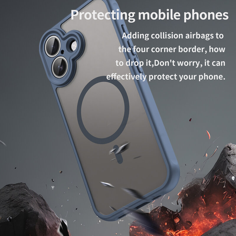 Husa pentru iPhone 17, Joyshell Frost Matte cu MagSafe, Protectie Completa, Bleumarin