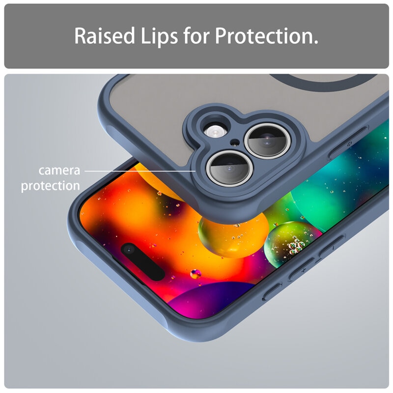 Husa pentru iPhone 17, Joyshell Frost Matte cu MagSafe, Protectie Completa, Bleumarin