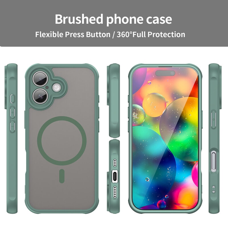Husa pentru iPhone 17, Joyshell Frost Matte cu MagSafe, Protectie Completa, Verde