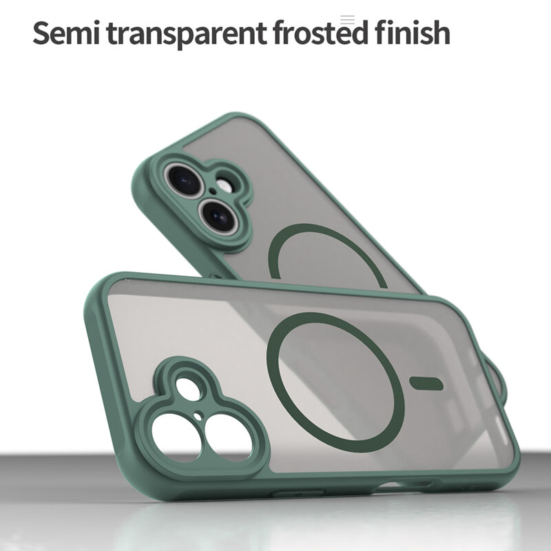 Husa pentru iPhone 17, Joyshell Frost Matte cu MagSafe, Protectie Completa, Verde