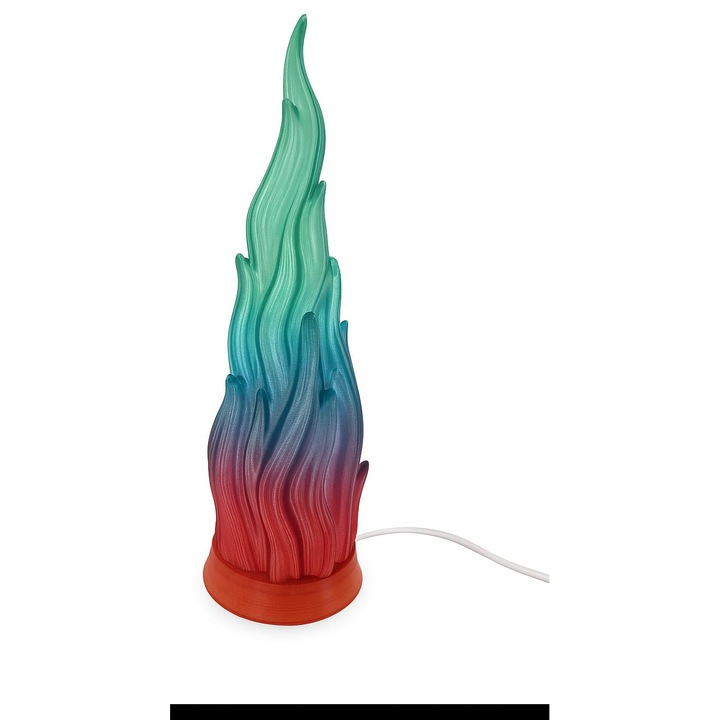 Veioza decorativa 3D Flacara Rainbow, LED, 23cm, multicolor