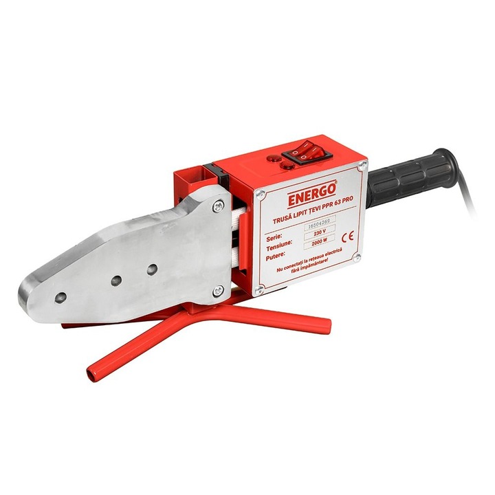 Trusa lipit tevi PPR 63 PRO diametre 20-63mm Tmax-300 grade 2000W cutie metal Energo