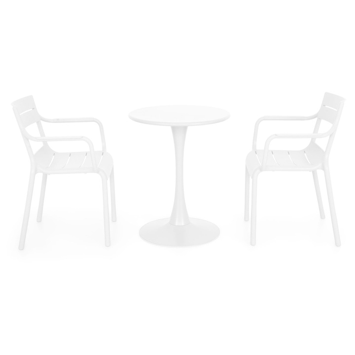 Set mobilier gradina/terasa 2 scaune si masa, Maison Mex PLEZURO/CRUSOE, alb
