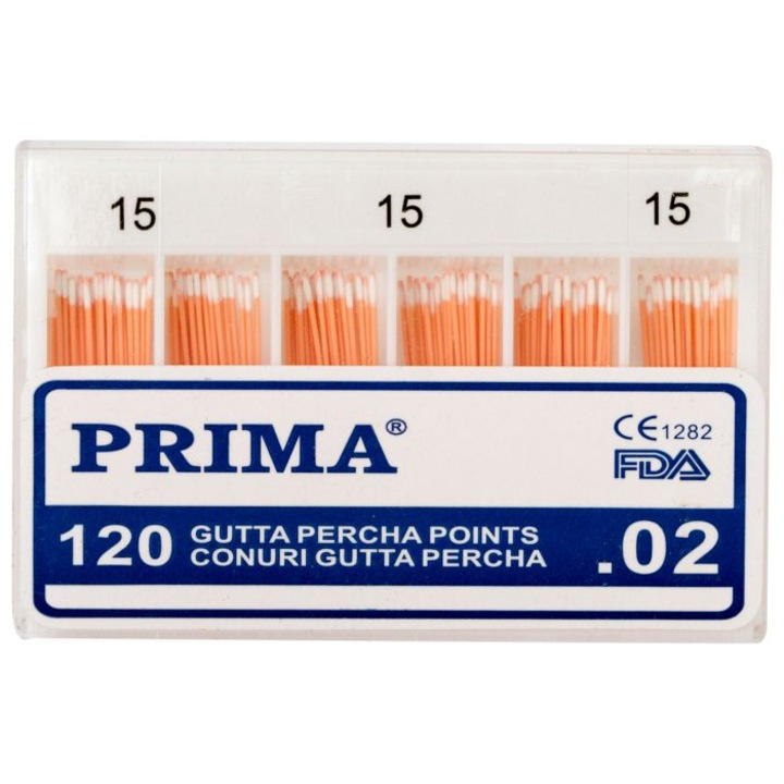 Конуси Gutta Percha Prima nr. 25, комплект 120 бр., коничност, разделена опаковка