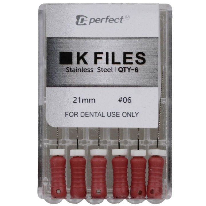 Ace K-FILES KERR, otel inox, roz #06, 21mm, 6 bucati