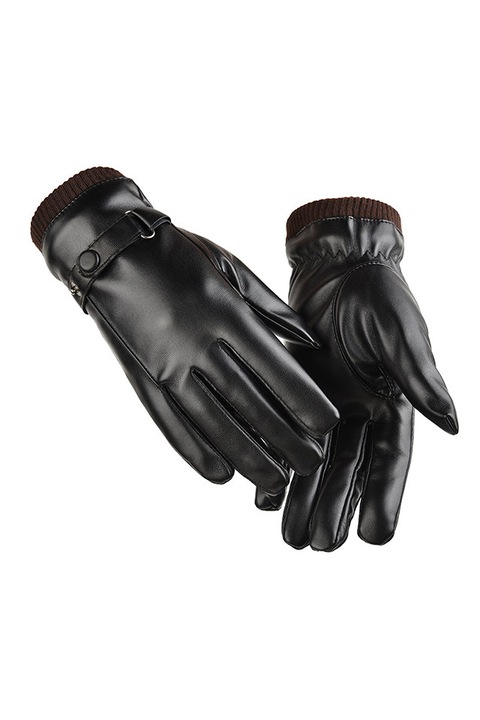 Manusi barbati, model elegant, prindere cu capse reglabila, tematica men style, marime universala, negre, EFAYN