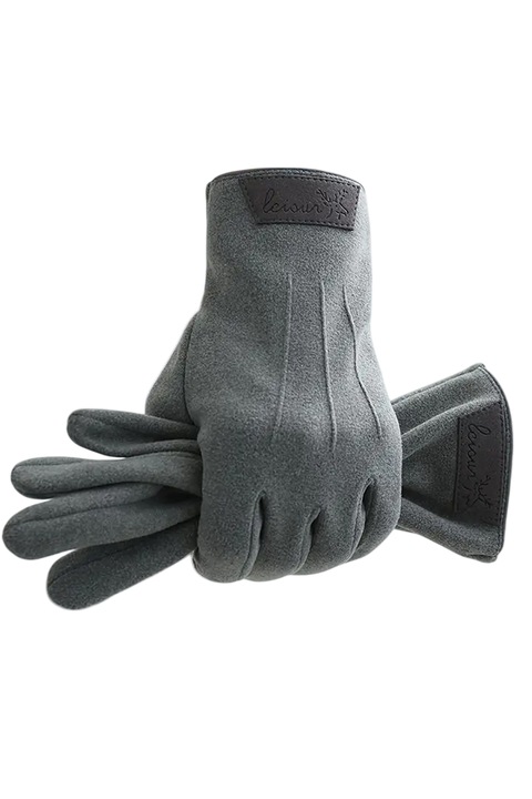 Manusi barbati, model casual, detaliu cusaturi in relief, tematica stay warm, marime universala, gri, EFAYN