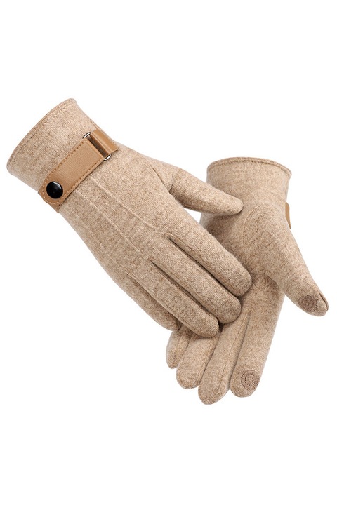 Manusi barbati, model minimalist, detaliu la manseta cu capsa, tematica fashion style, marime universala, maro deschis, EFAYN