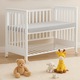 Patut co-sleeping 120x60 cu laterala culisanta total si roti Treppy Dreamy Plus, integral din lemn masiv fag, reglabil pe 5 nivele, include sistem de ancorare, culoare alb + saltea cocos lux 9 cm