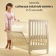 Patut co-sleeping 120x60 cu laterala culisanta total si roti Treppy Dreamy Plus, integral din lemn masiv fag, reglabil pe 5 nivele, include sistem de ancorare, culoare alb + saltea cocos lux 9 cm