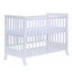 Patut co-sleeping 120x60 cu laterala culisanta total si roti Treppy Dreamy Plus, integral din lemn masiv fag, reglabil pe 5 nivele, include sistem de ancorare, culoare alb + saltea cocos lux 9 cm