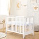 Patut co-sleeping 120x60 cu laterala culisanta total si roti Treppy Dreamy Plus, integral din lemn masiv fag, reglabil pe 5 nivele, include sistem de ancorare, culoare alb + saltea cocos lux 9 cm