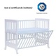 Patut co-sleeping 120x60 cu laterala culisanta total si roti Treppy Dreamy Plus, integral din lemn masiv fag, reglabil pe 5 nivele, include sistem de ancorare, culoare alb + saltea cocos lux 9 cm