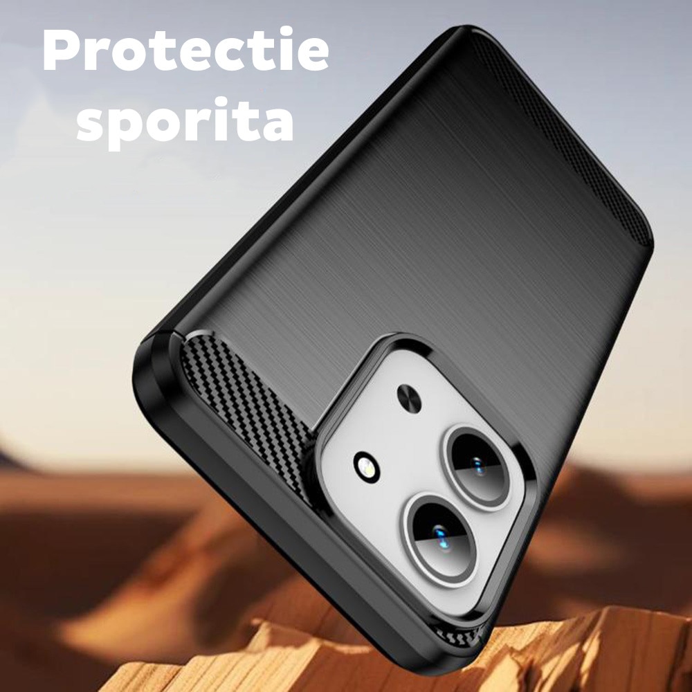 Husa pentru Xiaomi Redmi 15C 4G / Redmi 15C 5G / Poco C85 4G Daden Carbon Flexibila Antisoc, Hybrid Antisoc, Negru