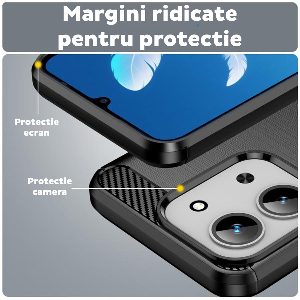 Husa pentru Xiaomi Redmi 15C 4G / Redmi 15C 5G / Poco C85 4G Daden Carbon Flexibila Antisoc, Hybrid Antisoc, Negru
