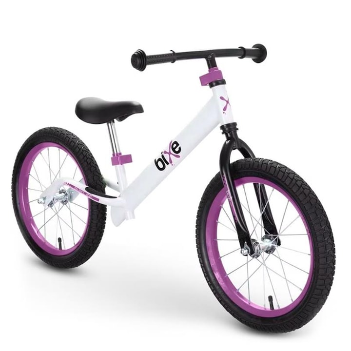 Bicicleta fara pedale Bixe, 16 inch, aluminiu, anvelope pneumatice, mov, 5-9 ani