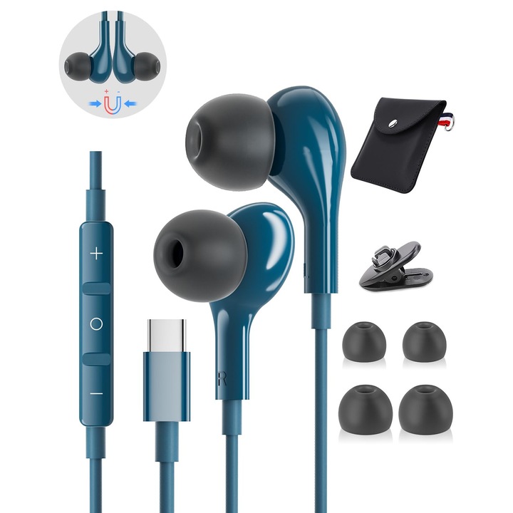 Căști stereo USB-C cu microfon, AILZPXX, intraauriculare, cablu, multicolor
