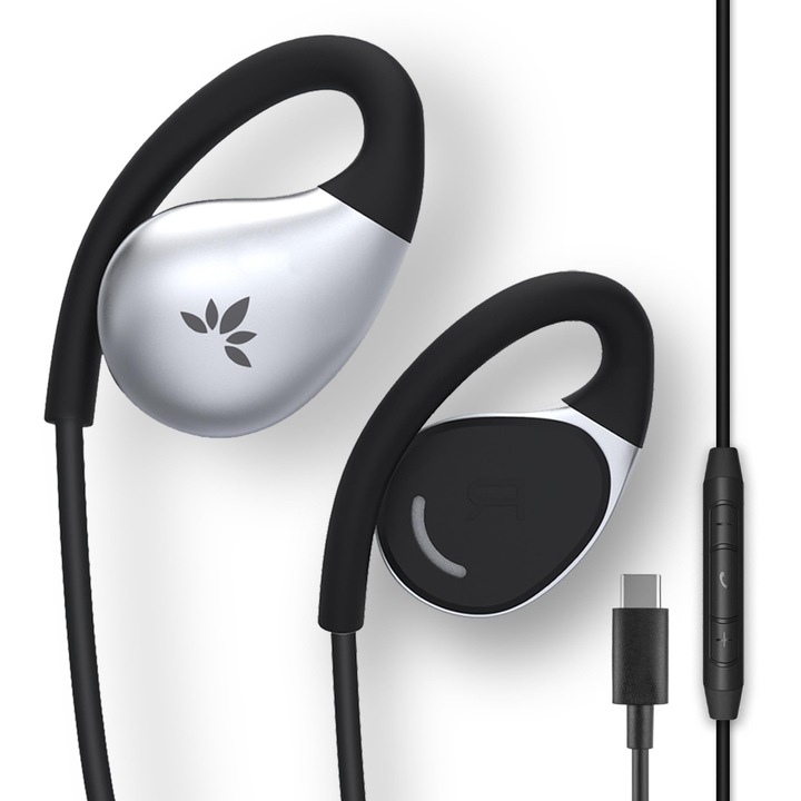 Casti cu fir, Avantree Resolve, over-ear, USB-C, pentru seniori, marime mare