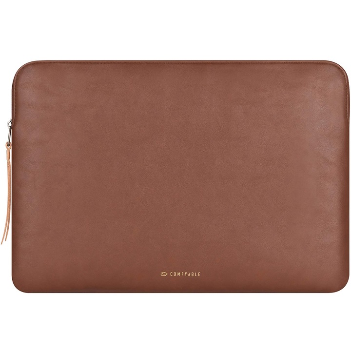 Husă pentru laptop Comfyable, 14 inch, din piele PU, maro