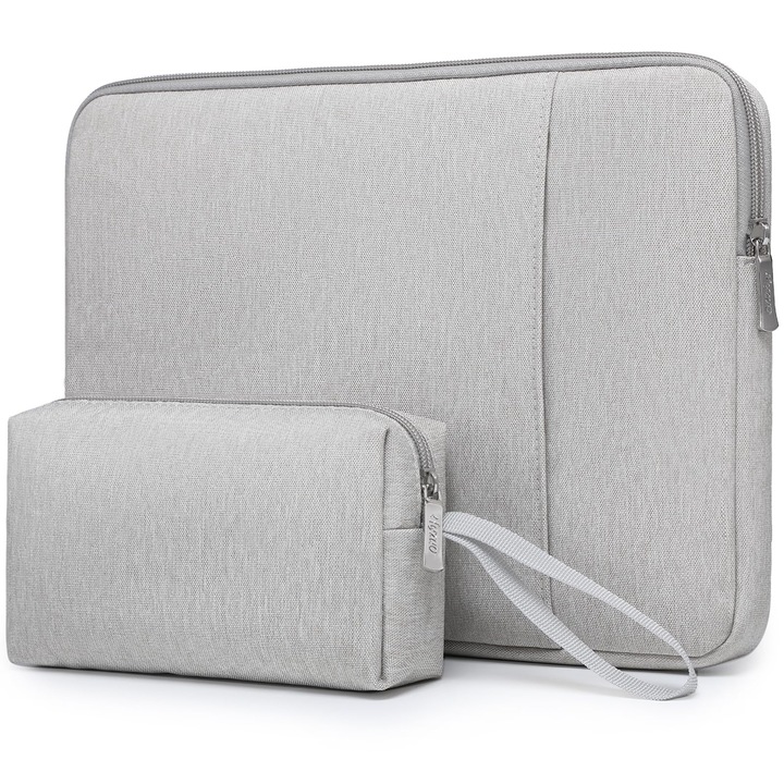 Set Geantă Laptop HYZUO 13 inch, Gri Deschis, pentru Macbook Air/Pro, iPad Pro/Air, XPS 13, Surface Pro
